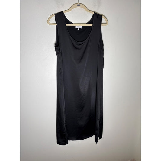 S'Edge Black Sleeveless Satiny Midi Dress Sz M