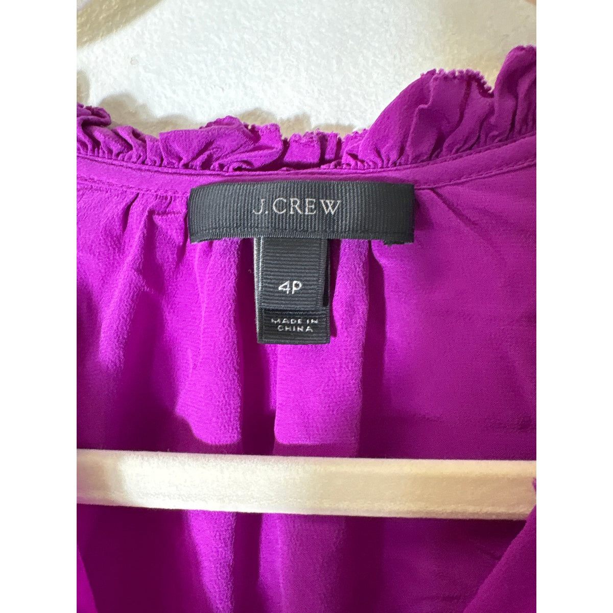 J.Crew Purpe Ruffle Neck Long Sleeve Blouse Sz 4P