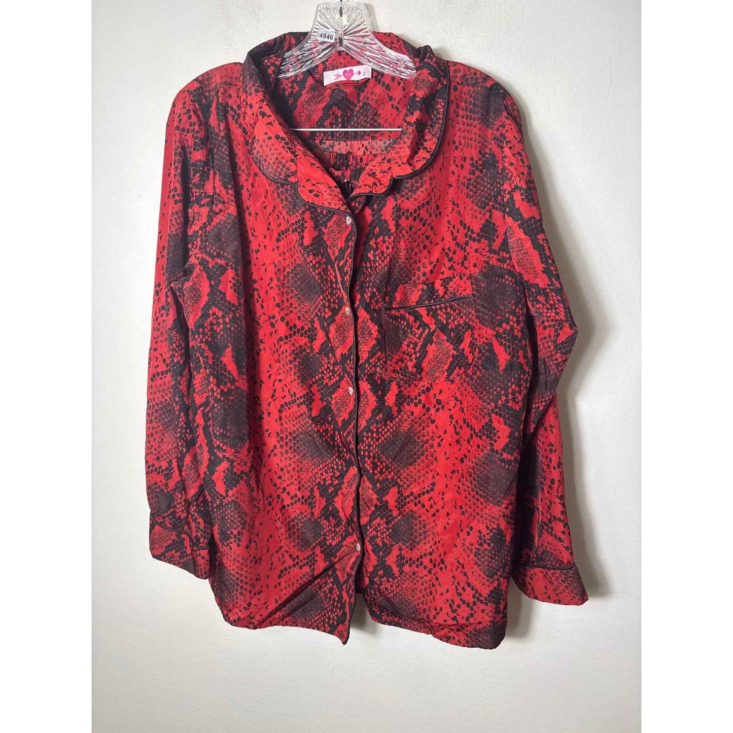 Buddy Love Black and Red Snake Print PJ Set Sz L