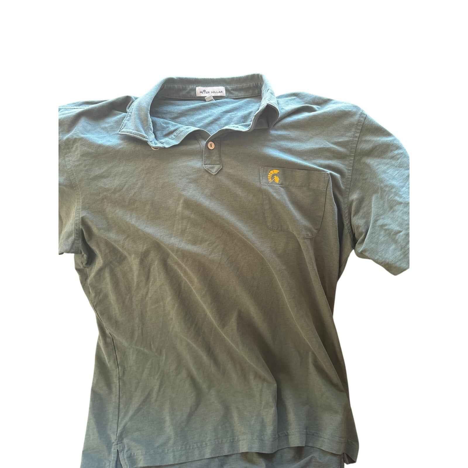 Men's Peter Millar Medium Green Short Sleeve Spartan Golf Shirt Sz L