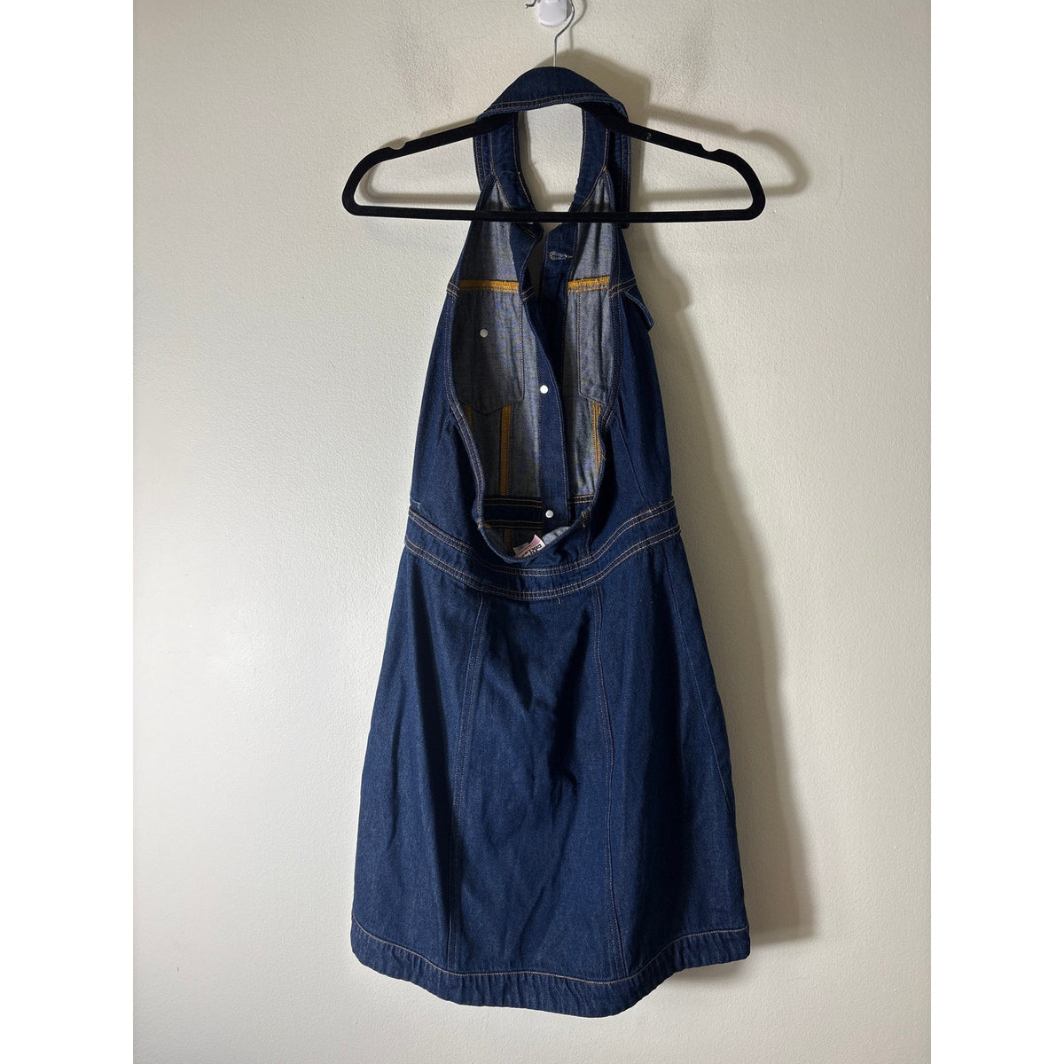 Future Collective Dark Denim Halter Knee Length Dress sz 4