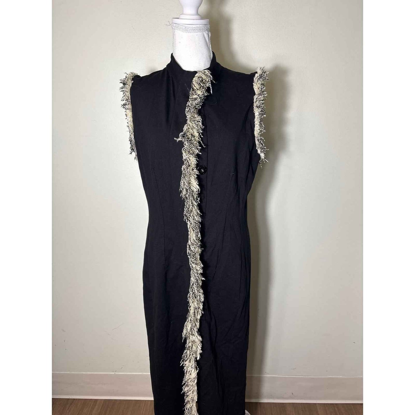 Pearl by Lela Rose Black Sleeveless Button Up Long Dress Sz 10