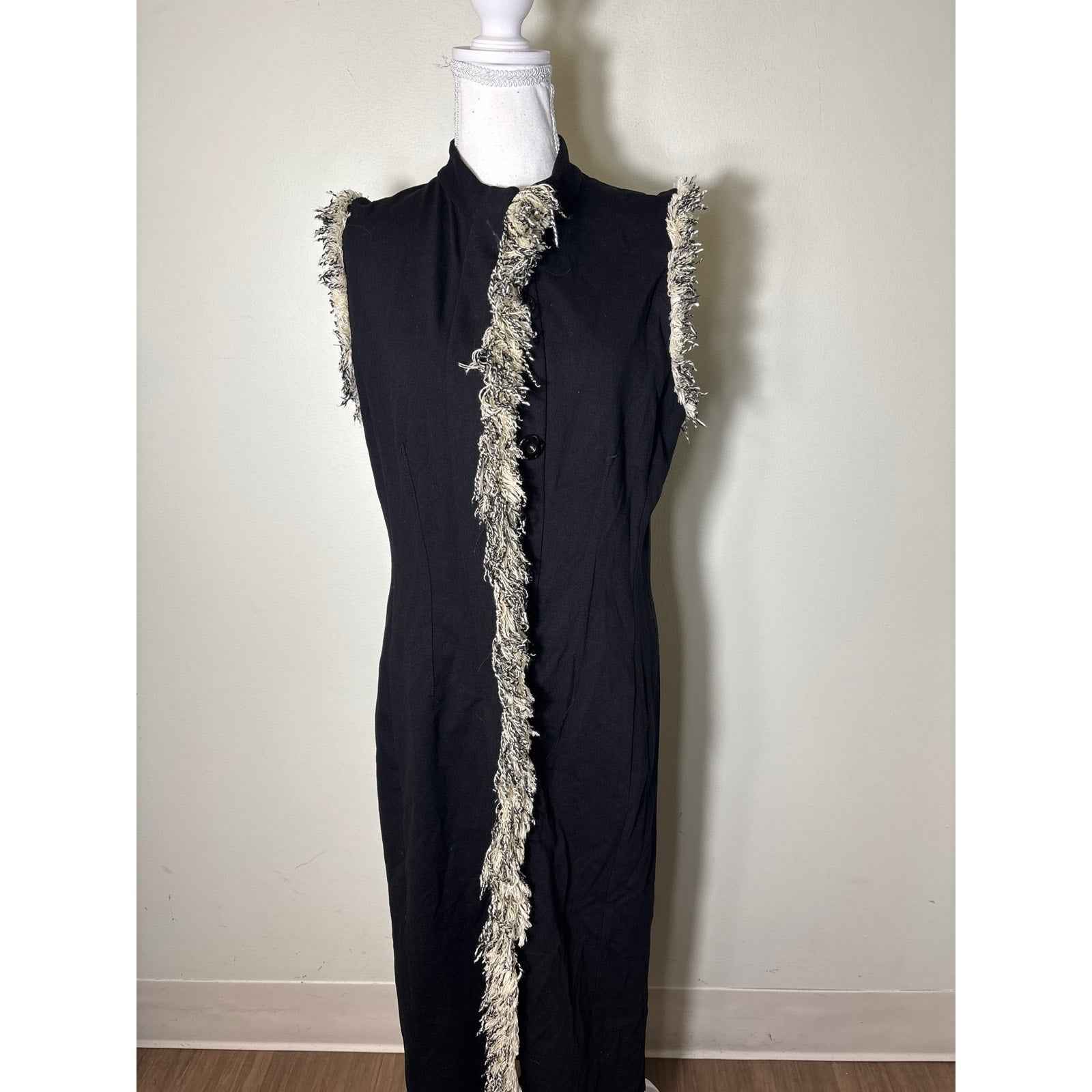 Pearl by Lela Rose Black Sleeveless Button Up Long Dress Sz 10