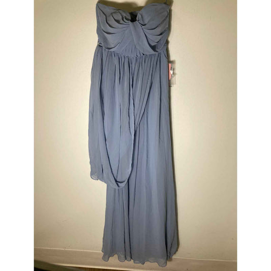 NWT Birdy Grey Dusty Blue "Grace" Strapless Floor Length Gown Sz S