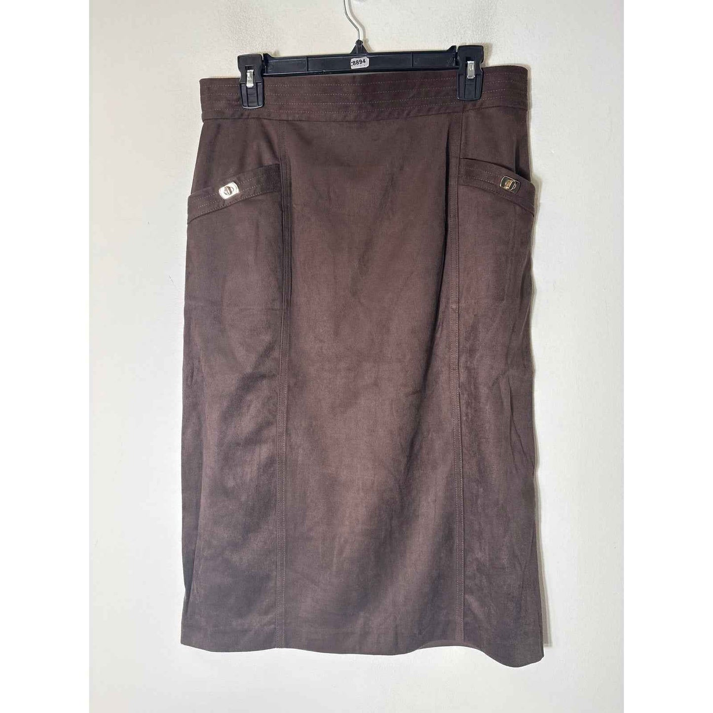 J. McLaughlin Brown Faux Suede Midi Pencil Skirt Sz 12