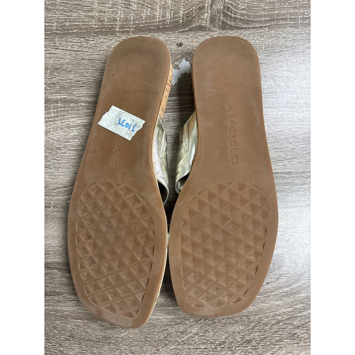 Aerosoles Gold Criss Cross Cork Flats Sz 10.5
