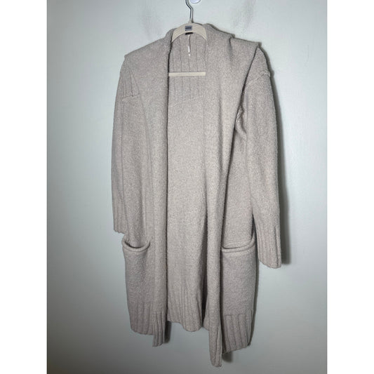 Free People Oatmeal Long Sleeve Hooded Knit Open Front Cardigan Sz XS