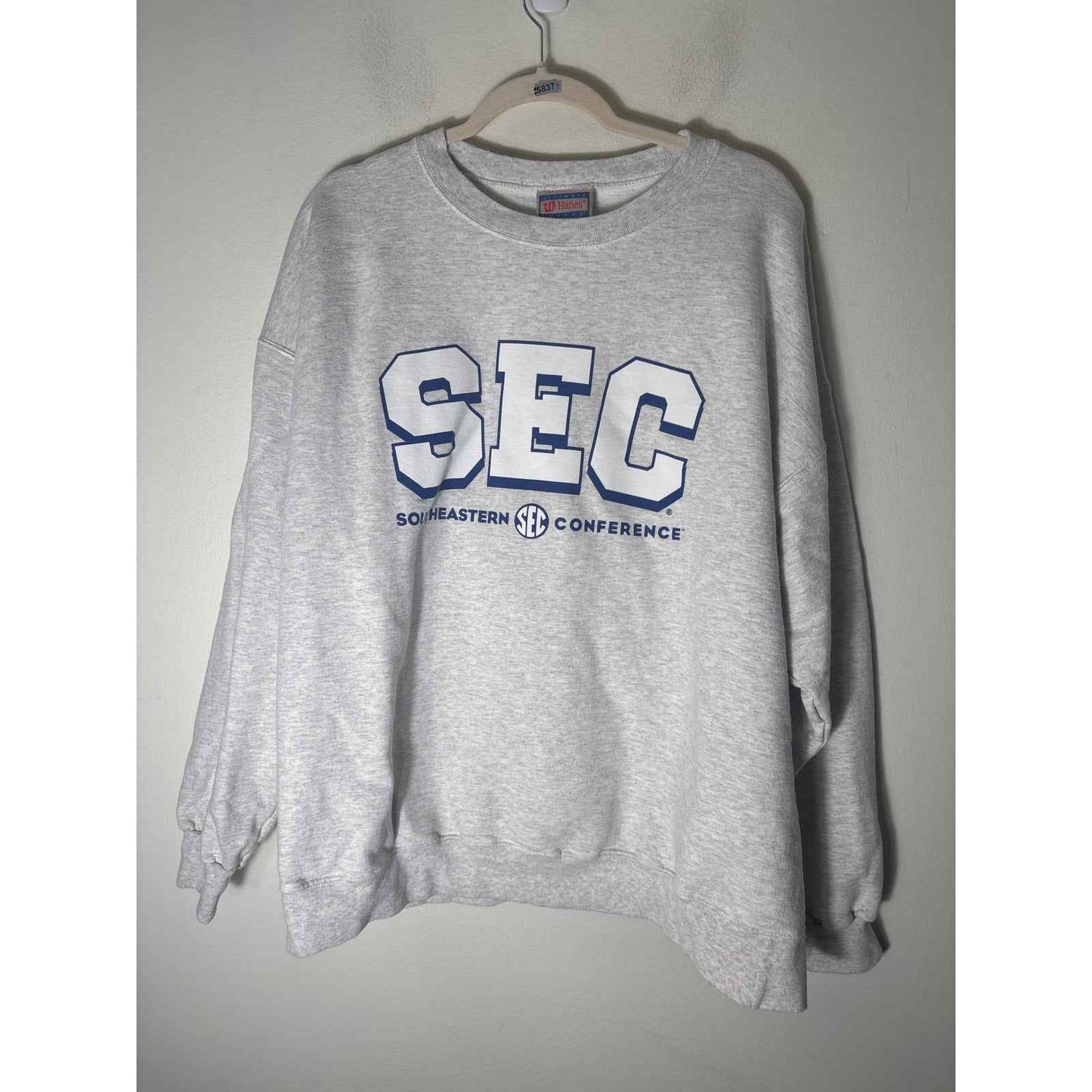 Men's Hanes Cotton Long Sleeve Gray "SEC" Sweatshirt Sz XL