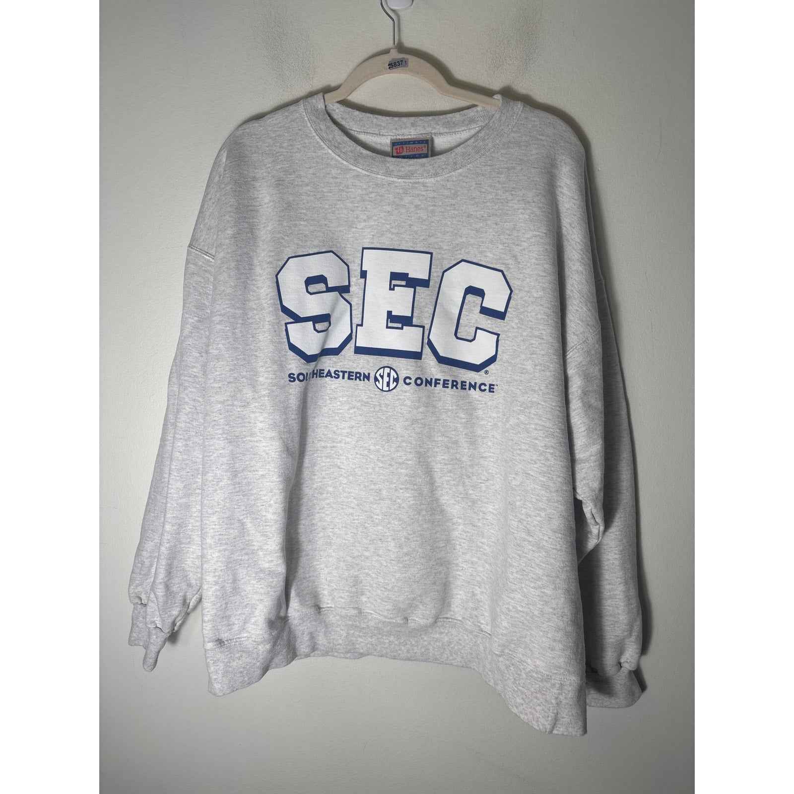 Men's Hanes Cotton Long Sleeve Gray "SEC" Sweatshirt Sz XL