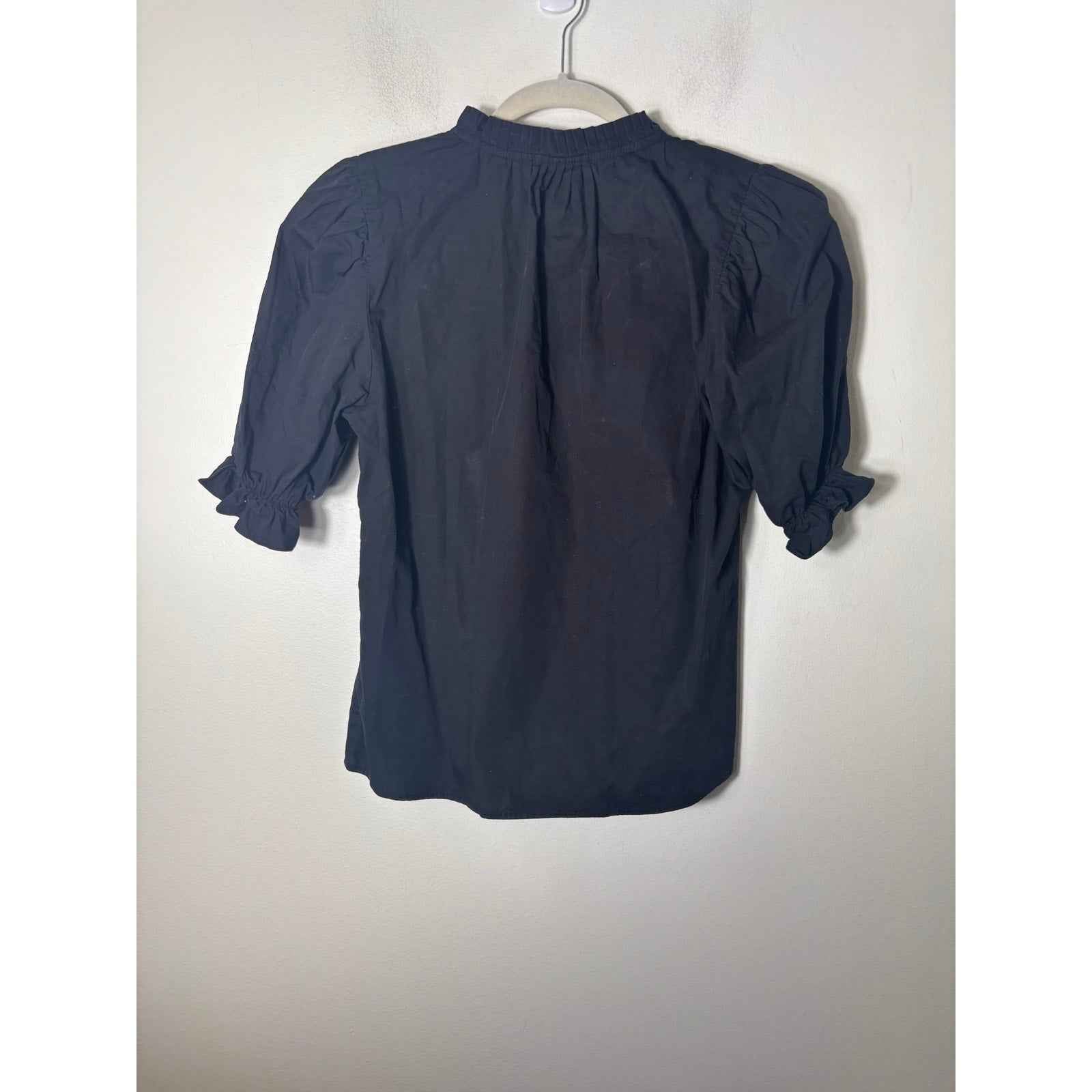 Maude Vivante Black Half Puff sleeve Cotton Shirt Sz S