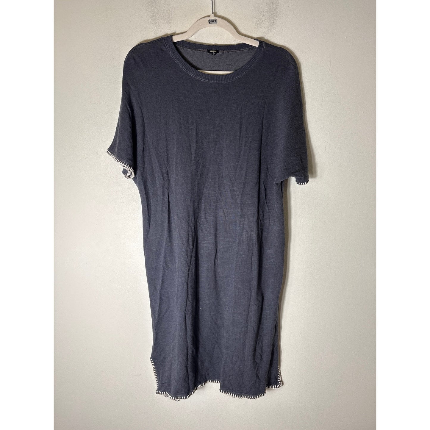 Monrow Blue Gray Short Sleeve Knit Knee Length Dress Sz S