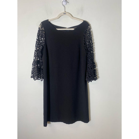 Alison Andrews Black Lace Sleeve Dress Sz L
