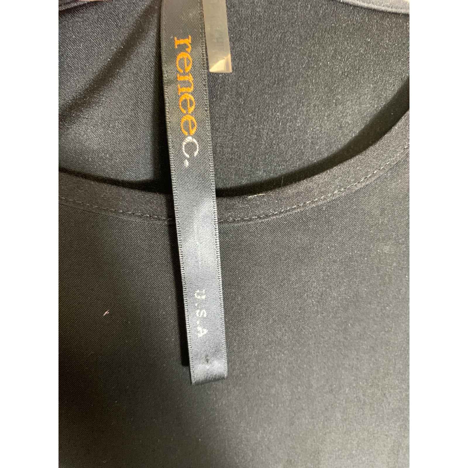 Renee C Black Sheer Long Sleeve Shift Dress Sz S