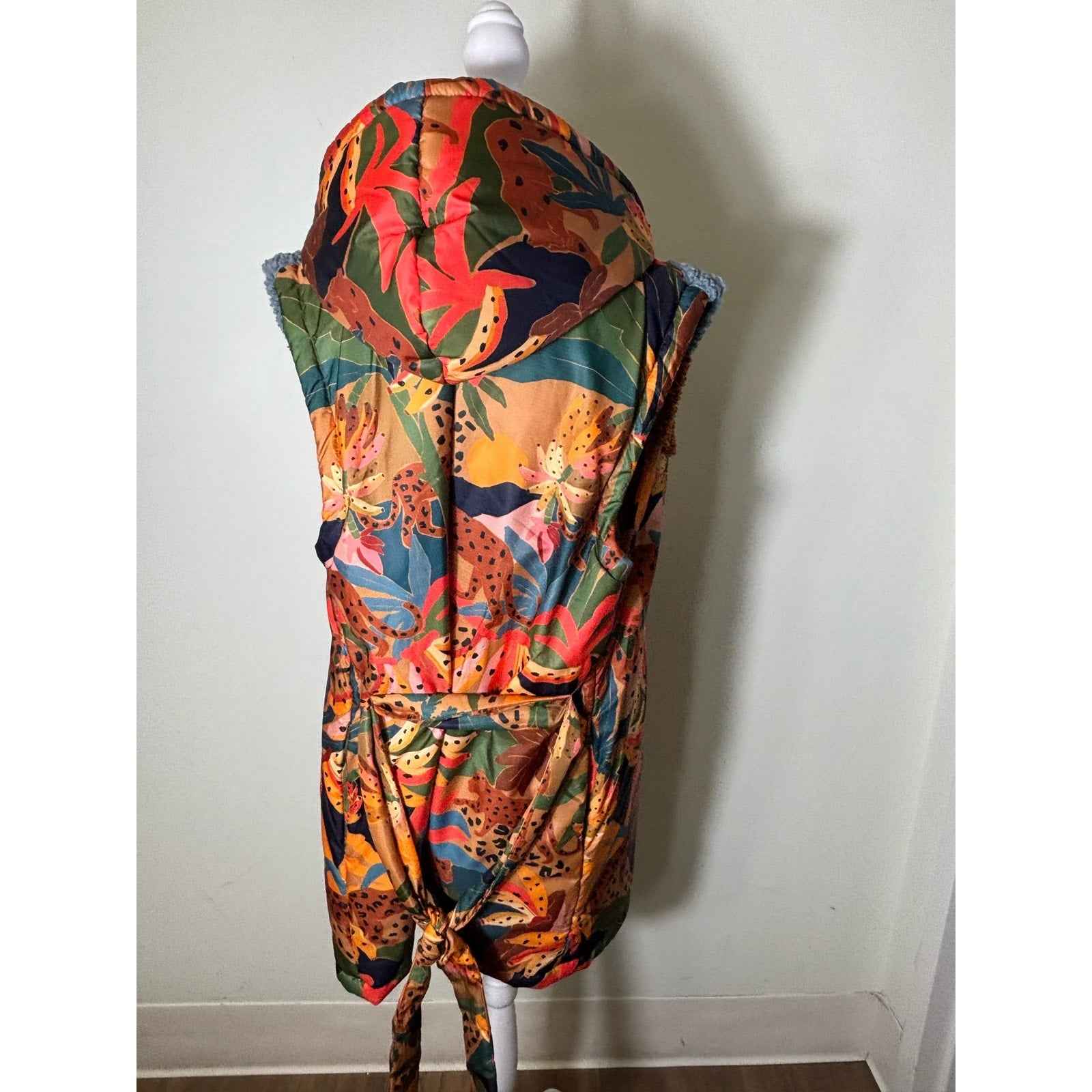Farm for Anthropologie Multicolor Floral Mixed Media Sleeveless Coat Sz S