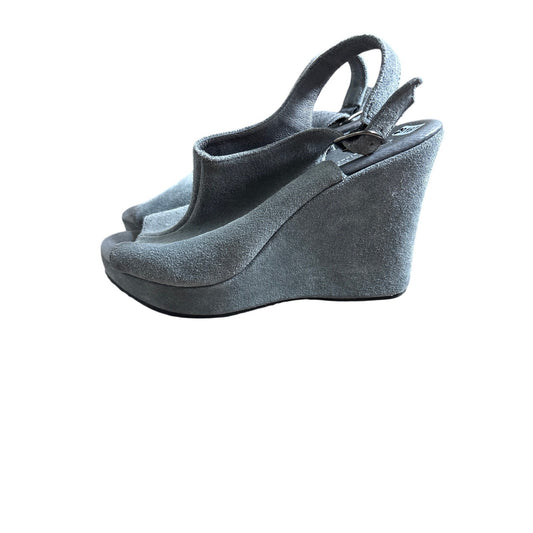 Cordani Gray Suede Platform Wedge Sandal Sz 37