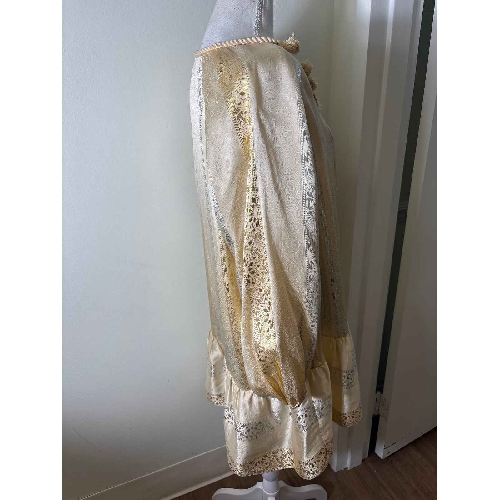 Rachel Zoe Silk Metallic Jacquard Boho Tunic Dress 6