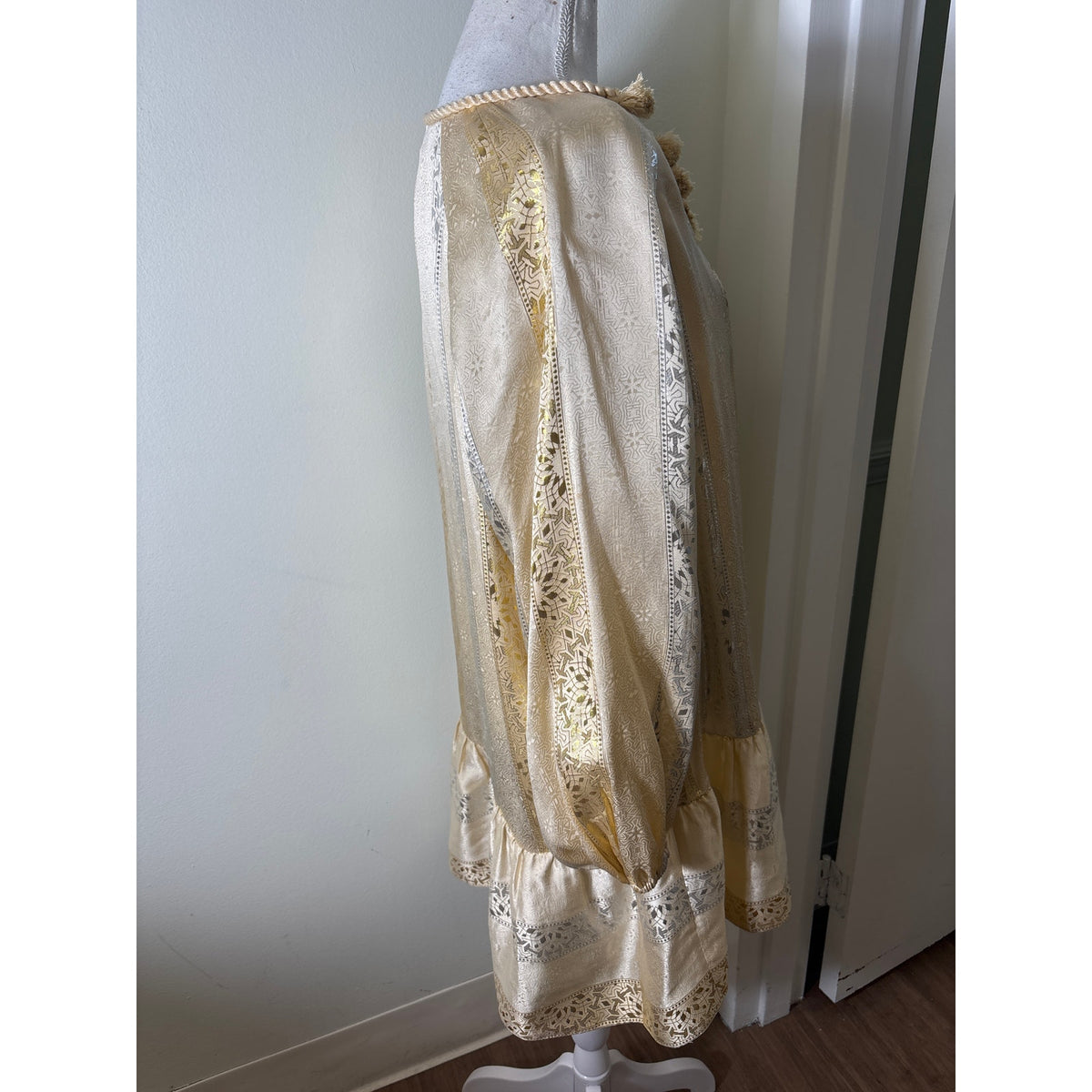 Rachel Zoe Silk Metallic Jacquard Boho Tunic Dress 6