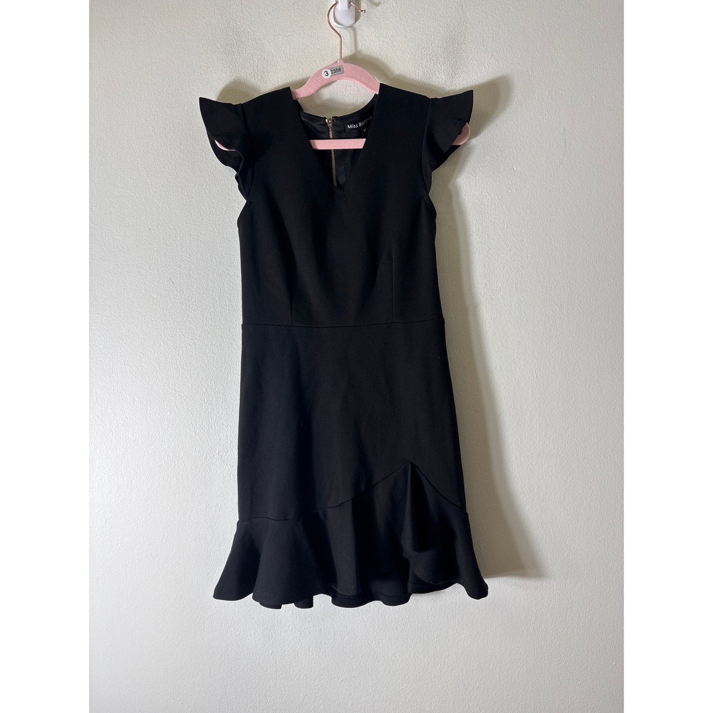 Girls Miss Behave Black Flutter Sleeve Dress Sz 10