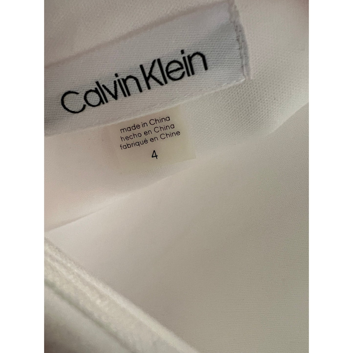 Calvin Klein White Sheath Dress with Ruffle sleeves size 4