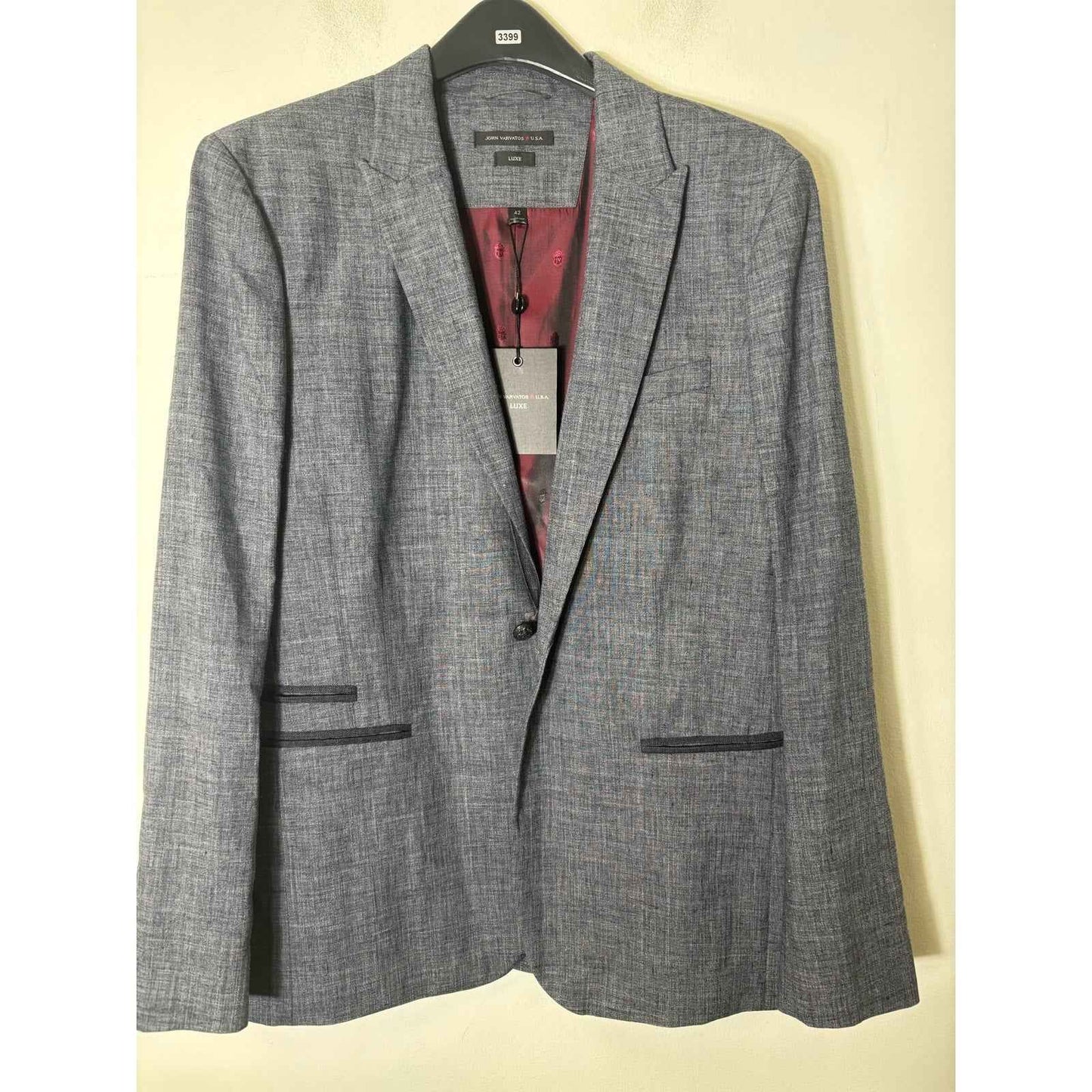 NWT Men's John Varvatos Luxe Gray Linen Blend Sz 42