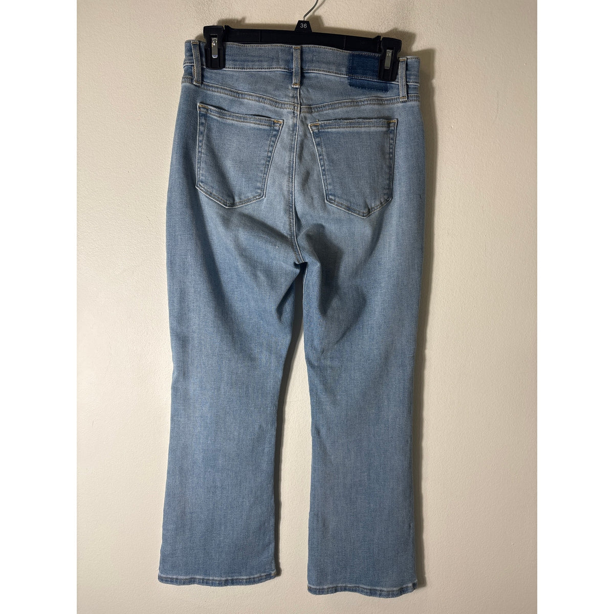 Ann Taylor Loft Light Wash Patchwork The Kick Crop Blue Jeans Sz 4
