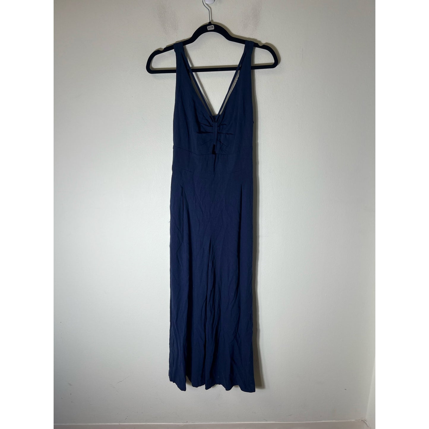 No Brand Navy Blue Linen Blend Romper Overalls Sz S