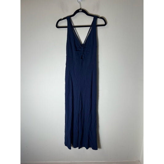 No Brand Navy Blue Linen Blend Romper Overalls Sz S