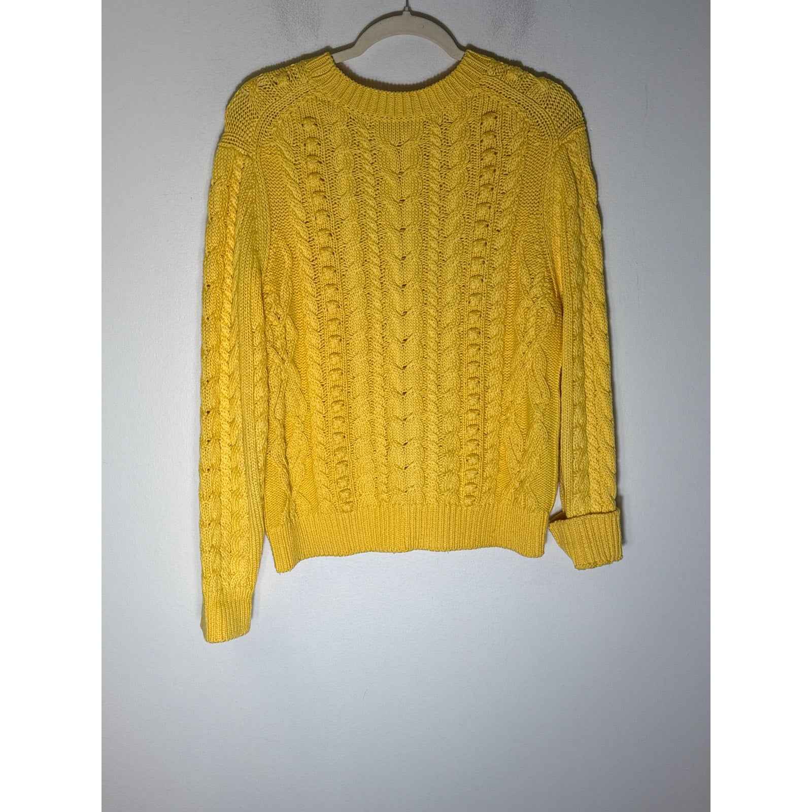 Pearl by Lela Rose Yellow Cable Pullover Sweater Sz S