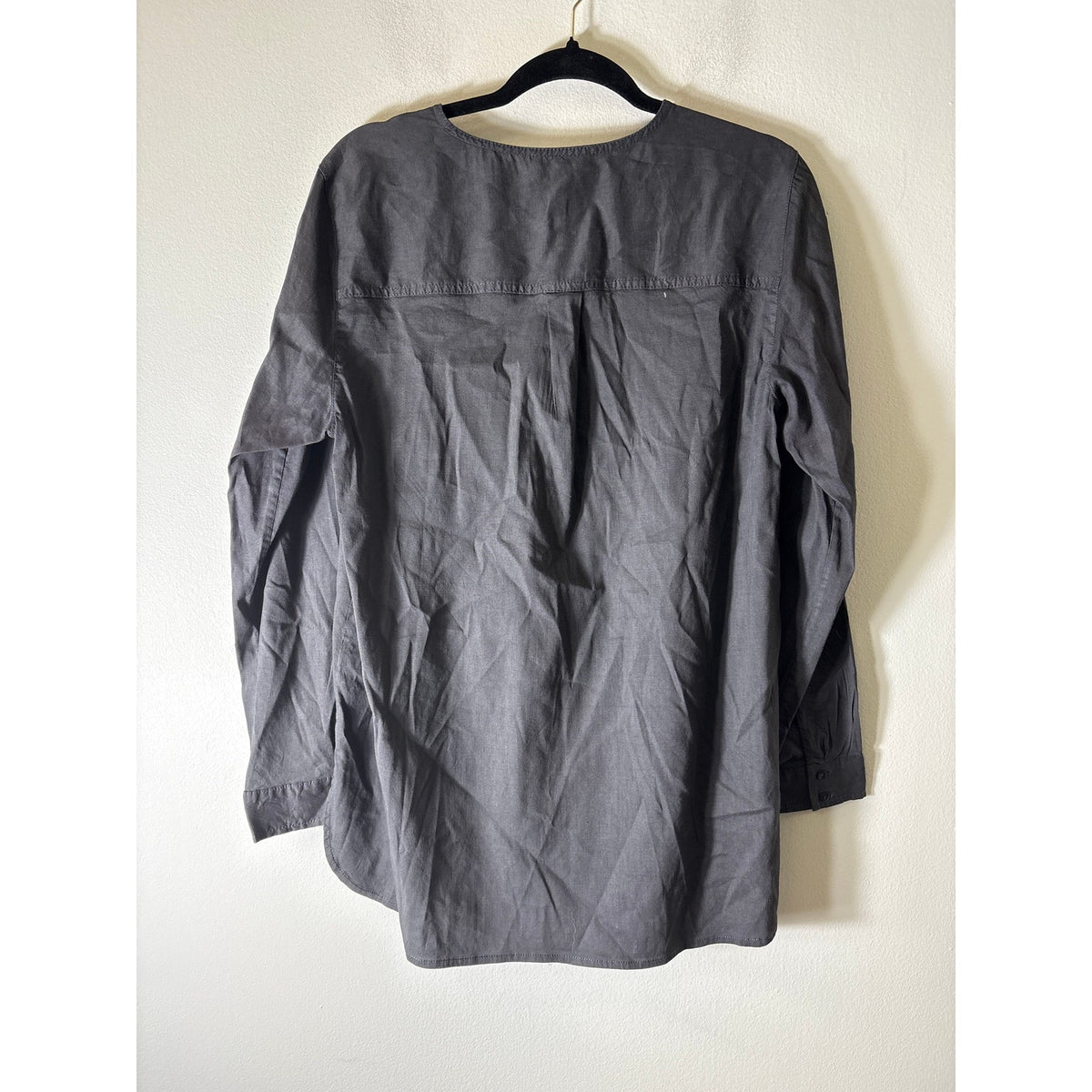 Eileen Fisher Charcoal Gray Long Sleeve Tunic Style Top Sz M