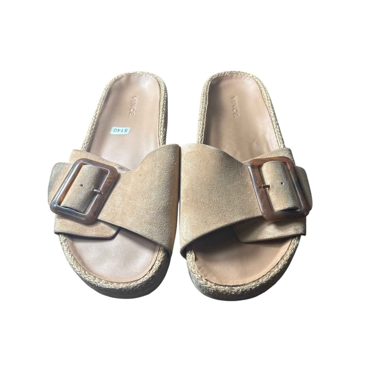 Vince Beige Suede Slip on Sandal Sz 39