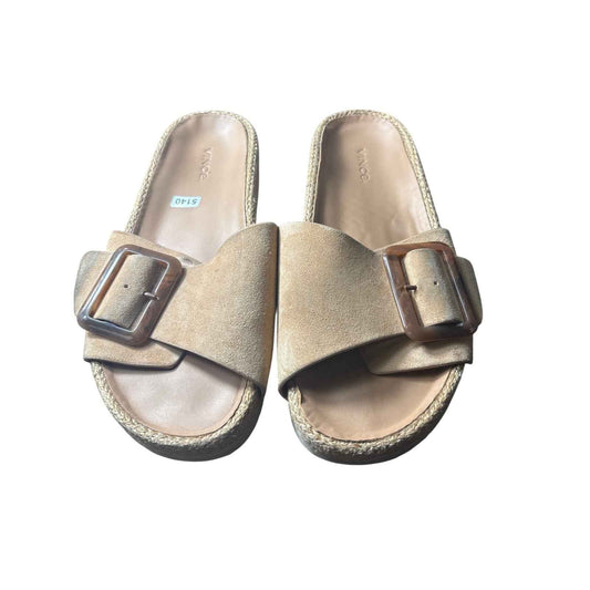 Vince Beige Suede Slip on Sandal Sz 39