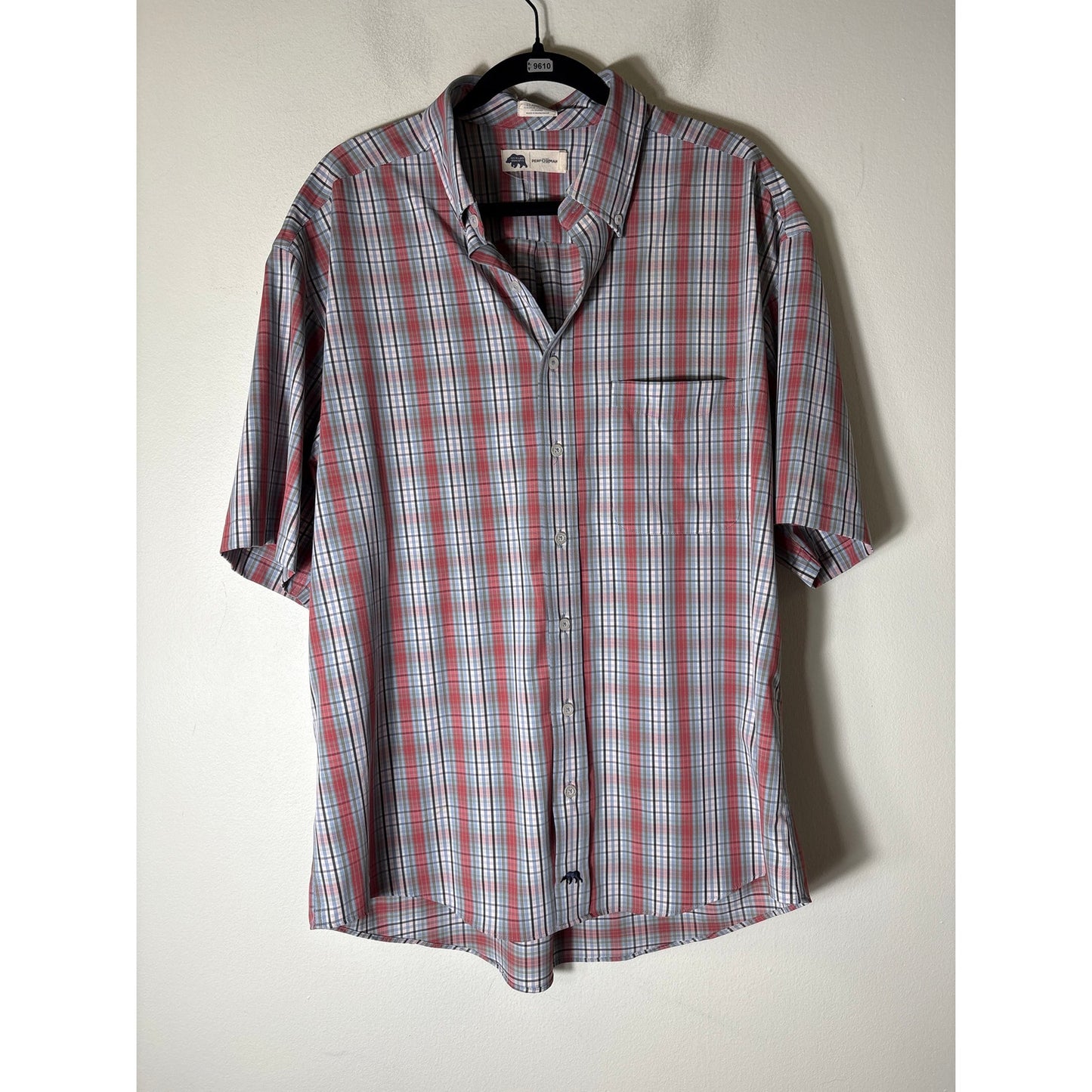 Men's Onward Reserve Blue Red Plaid Short Sleeve Button Down Shirt Sz XL