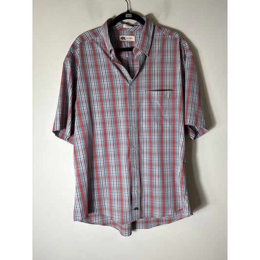 Men's Onward Reserve Blue Red Plaid Short Sleeve Button Down Shirt Sz XL