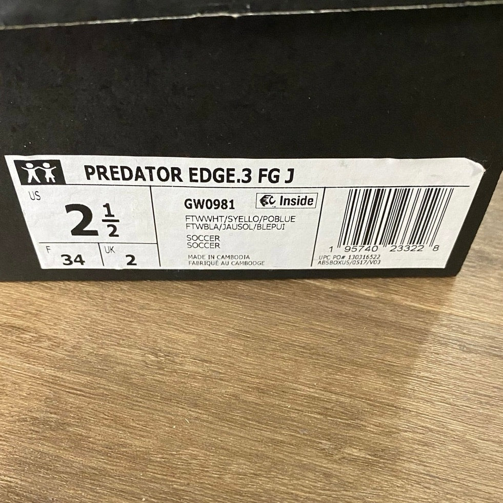 Youth ADIDAS Predator Edge.3 FG J Soccer Cleats size 2.5