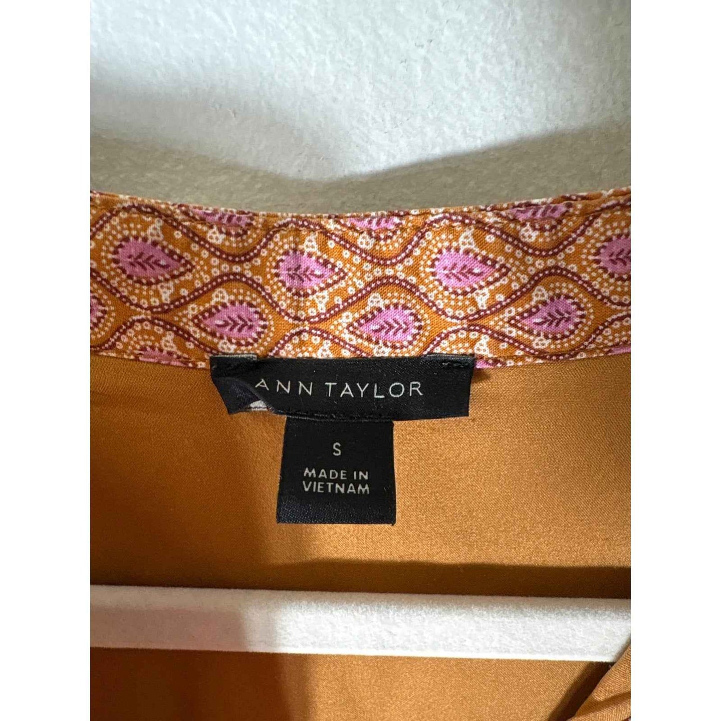 Ann Taylor Peach Paisley Cotton Half Puff Sleeve Maxi Dress Sz S