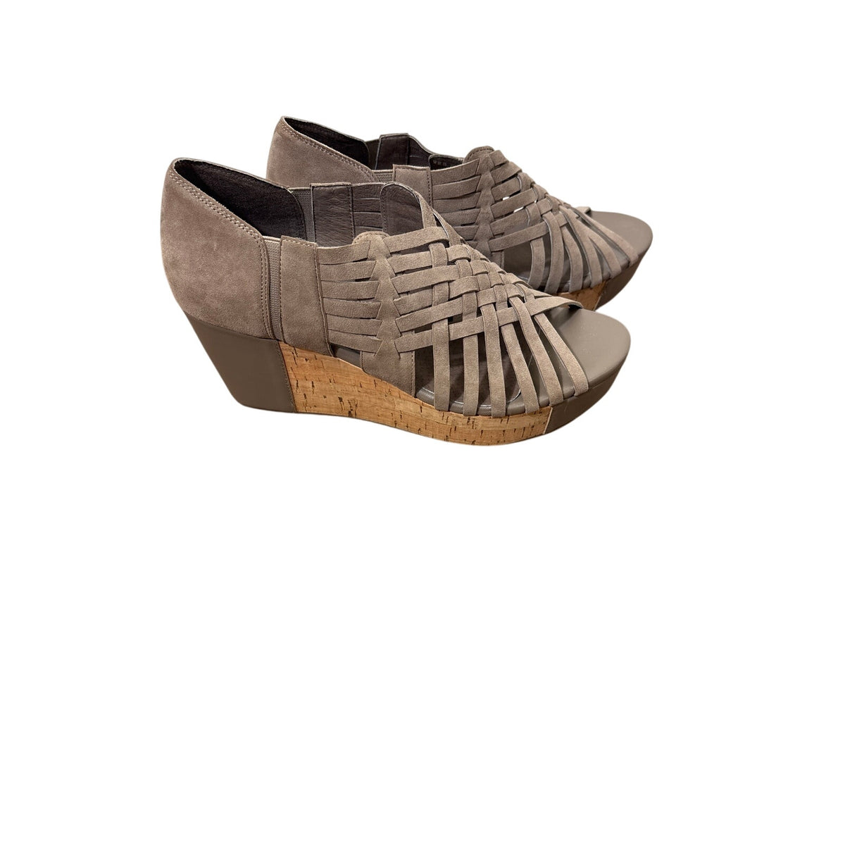 NWT Chocolat Blue Brown Weave Wedges Sz 6.5