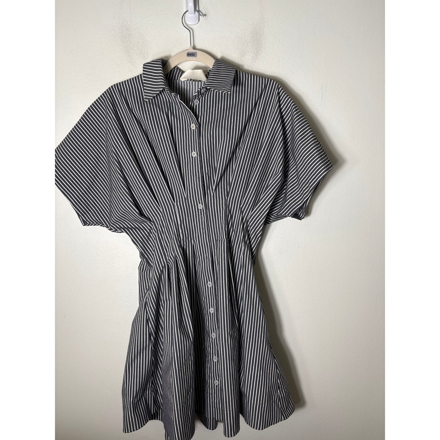 Exquise Gray and White Button Up Mini Dress Sz S
