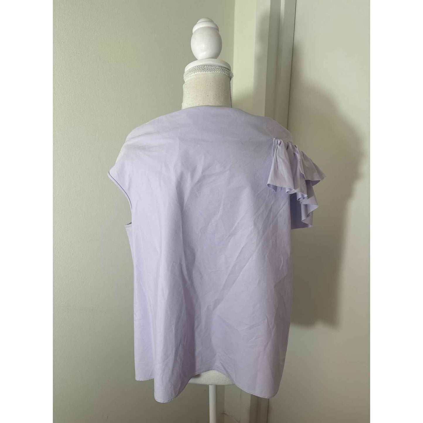 Psophia Vazquez De Castro Lilac Ruffle Shoulder Cotton Top Sz M