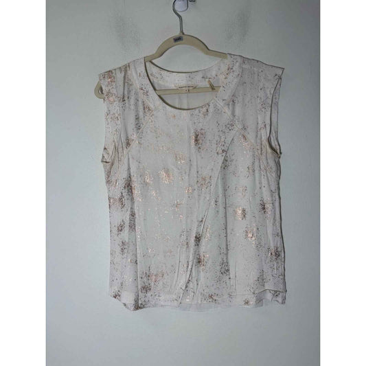 Rebecca Taylor Off White Rose Gold Sleeveless Tank with Overlay Sz 8