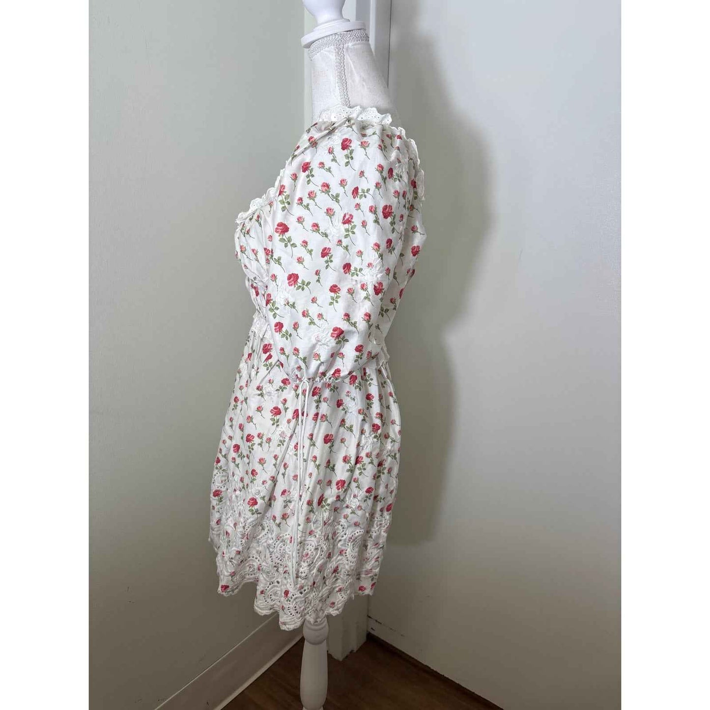 For Love & Lemons White and Pink Floral Mini Dress Sz XS