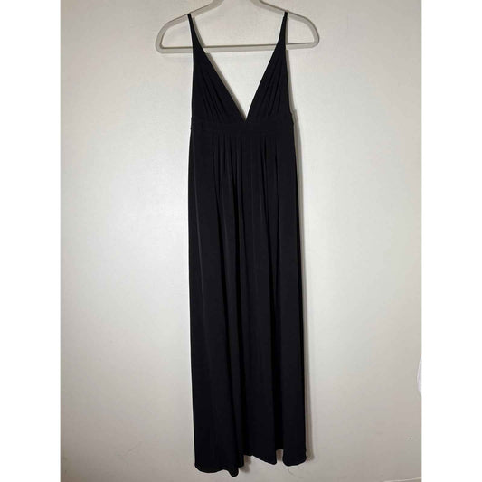 Studio M Black Adjustable Strap Deep V Maxi Dress Sz XS