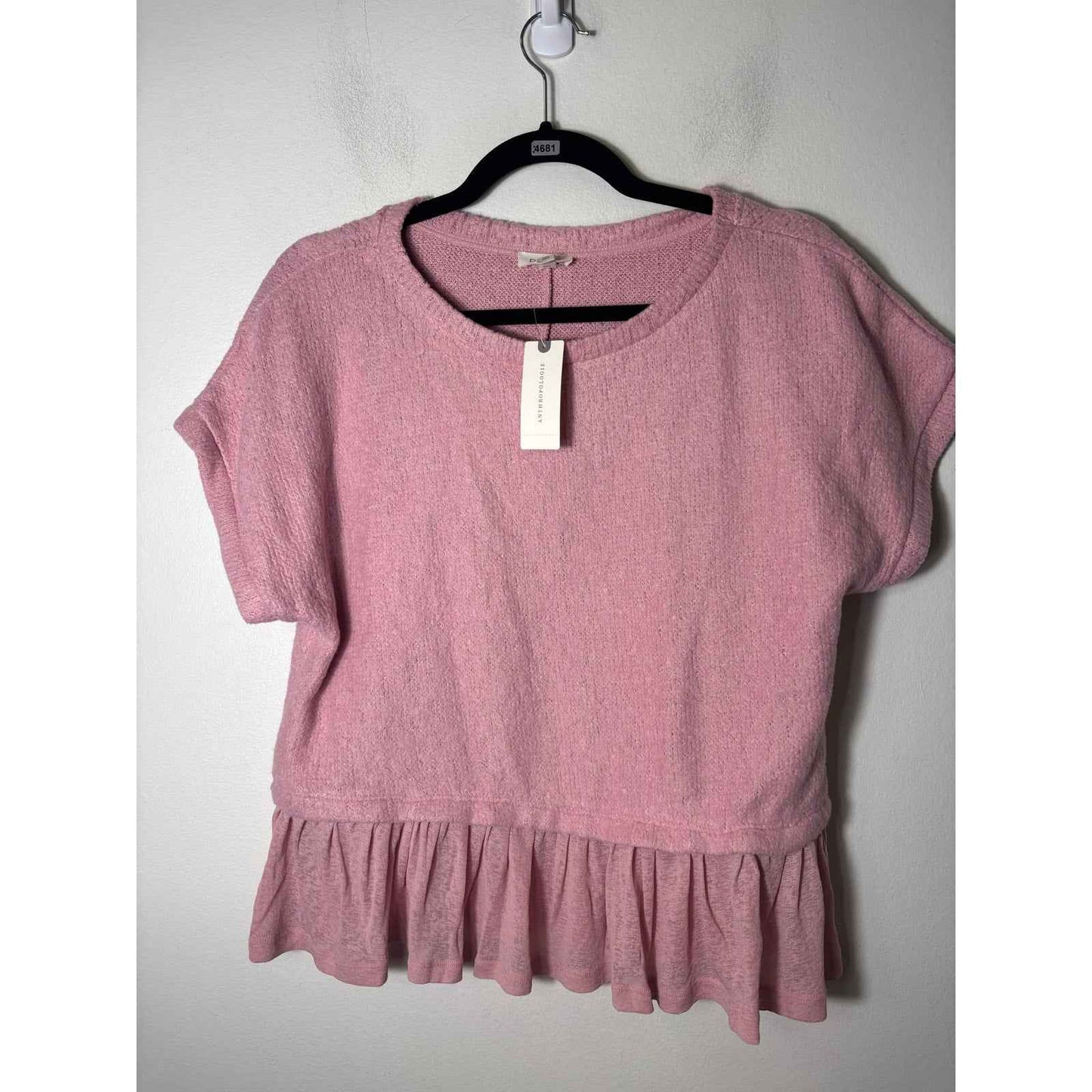NWT Pilcro Blush CapSleeve Ruffle Peplum Top Sz M
