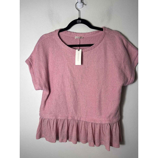 NWT Pilcro Blush CapSleeve Ruffle Peplum Top Sz M