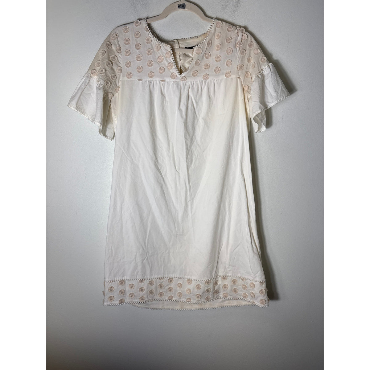 J. Crew Cream Short Sleeve Cotton Knee Length Dress Sz 8