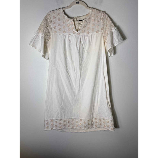 J. Crew Cream Short Sleeve Cotton Knee Length Dress Sz 8