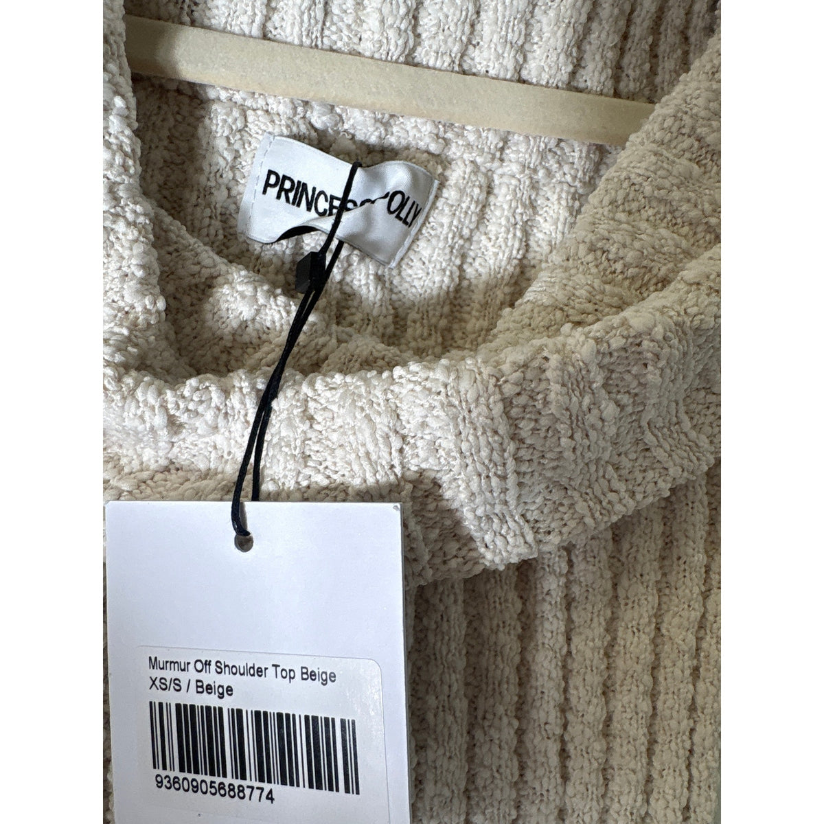 NWT Princess Polly Cream Folover Off The Shoulder Top Sz XS