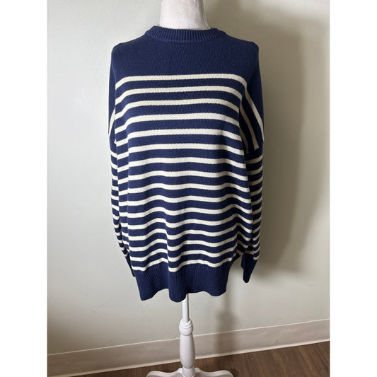 NWT Minnow Navy and Cream Stripe Knit Sweater Sz XL