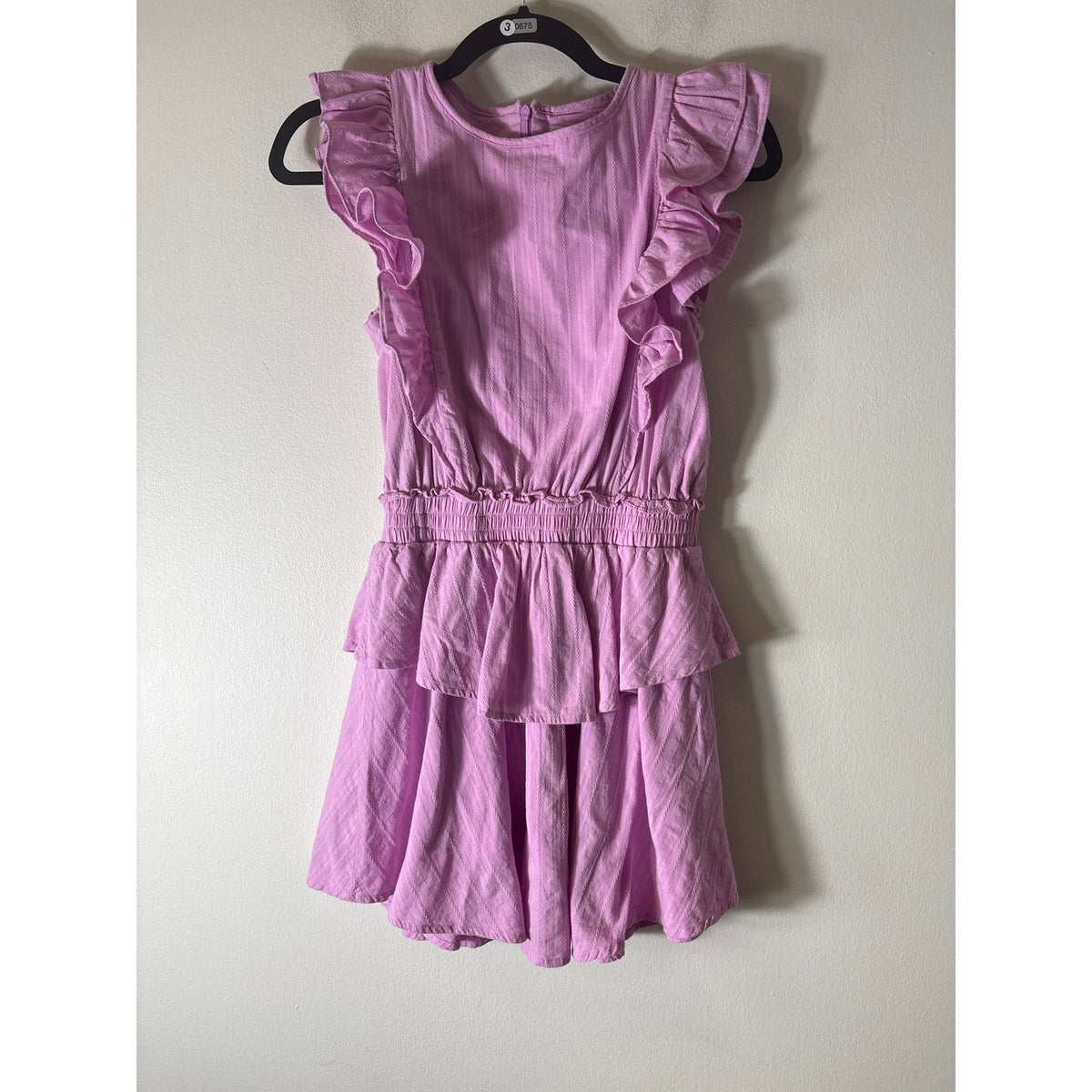 Girls Pleat Pink Flutter Sleeve Ruffle Knee Length Dress Sz 16