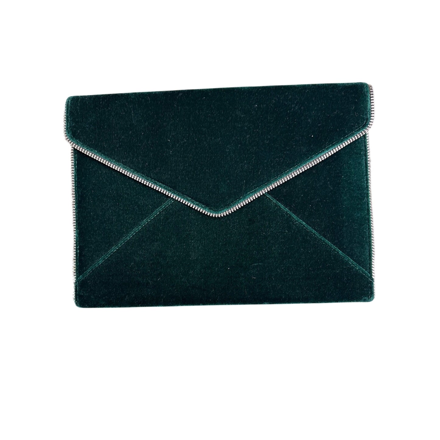 Rebecca Minkoff Dark Green Velvet Envelop Clutch Sz 11"x8"