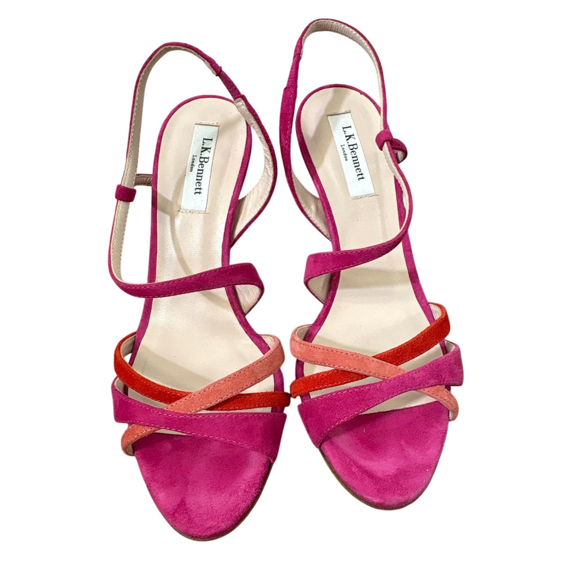 L.K. Bennett Womens Pink & Red Suede Strappy Heels Sz 36